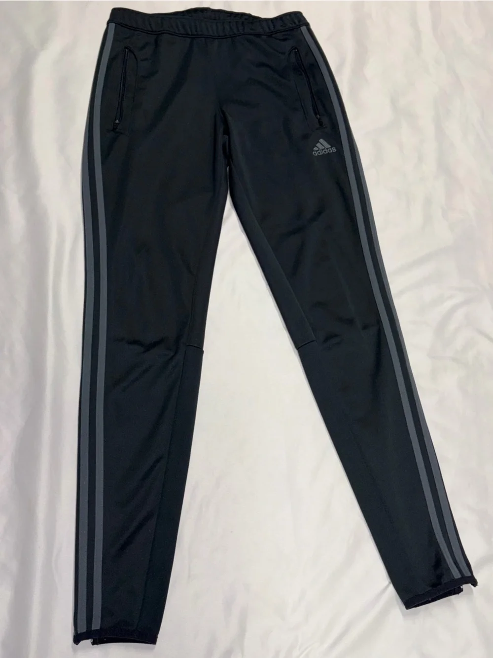 adidas Black Track Pants with Gray Stripes